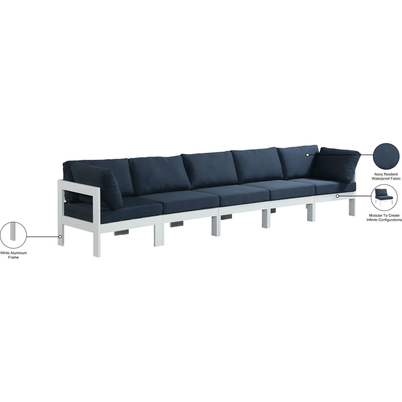 Meridian Nizuc Navy Water Resistant Fabric Outdoor Patio Modular Sofa IMAGE 9