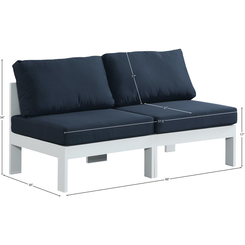 Meridian Nizuc Navy Water Resistant Fabric Outdoor Patio Modular Sofa IMAGE 8
