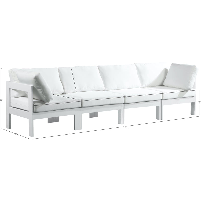 Meridian Nizuc White Water Resistant Fabric Outdoor Patio Modular Sofa IMAGE 8