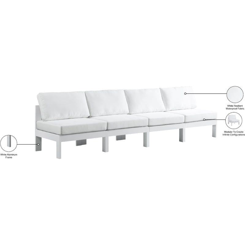 Meridian Nizuc White Water Resistant Fabric Outdoor Patio Modular Sofa IMAGE 9