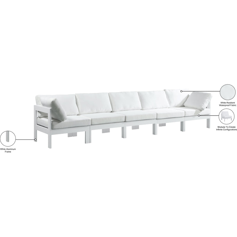 Meridian Nizuc White Water Resistant Fabric Outdoor Patio Modular Sofa IMAGE 9