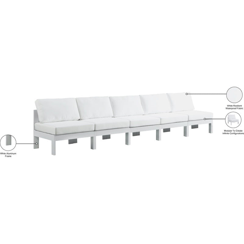 Meridian Nizuc White Water Resistant Fabric Outdoor Patio Modular Sofa IMAGE 9