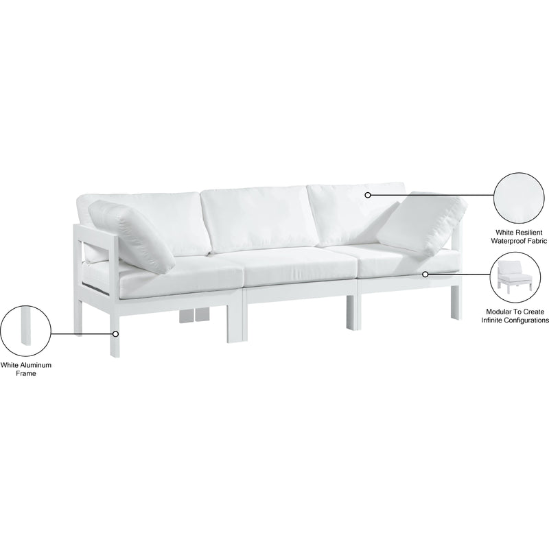 Meridian Nizuc White Water Resistant Fabric Outdoor Patio Modular Sofa IMAGE 9