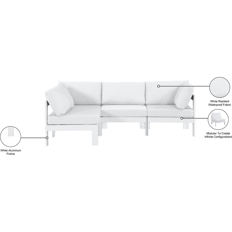 Meridian Nizuc White Water Resistant Fabric Outdoor Patio Modular Sectional IMAGE 12