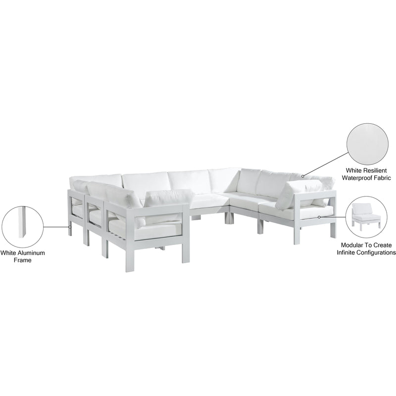 Meridian Nizuc White Water Resistant Fabric Outdoor Patio Modular Sectional IMAGE 9