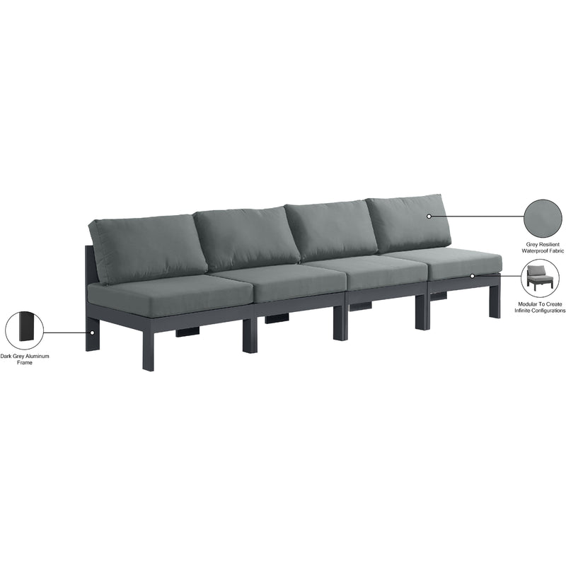 Meridian Nizuc Grey Water Resistant Fabric Outdoor Patio Modular Sofa IMAGE 9