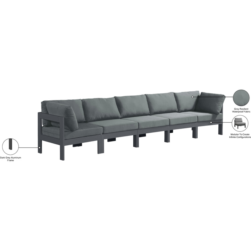Meridian Nizuc Grey Water Resistant Fabric Outdoor Patio Modular Sofa IMAGE 9