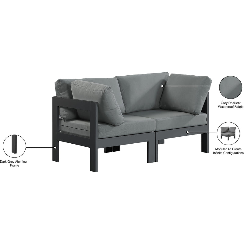 Meridian Nizuc Grey Water Resistant Fabric Outdoor Patio Modular Sofa IMAGE 8