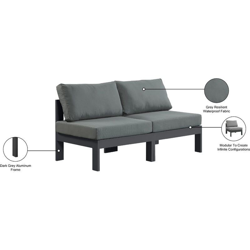 Meridian Nizuc Grey Water Resistant Fabric Outdoor Patio Modular Sofa IMAGE 9