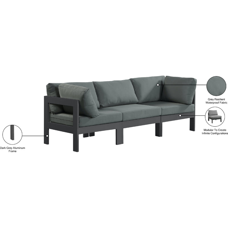 Meridian Nizuc Grey Water Resistant Fabric Outdoor Patio Modular Sofa IMAGE 9
