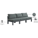 Meridian Nizuc Grey Water Resistant Fabric Outdoor Patio Modular Sofa IMAGE 9