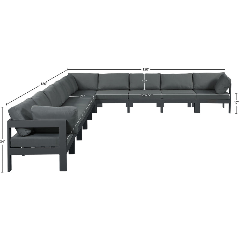 Meridian Nizuc Grey Water Resistant Fabric Outdoor Patio Modular Sectional IMAGE 7
