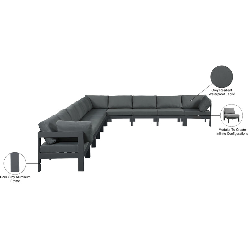 Meridian Nizuc Grey Water Resistant Fabric Outdoor Patio Modular Sectional IMAGE 8