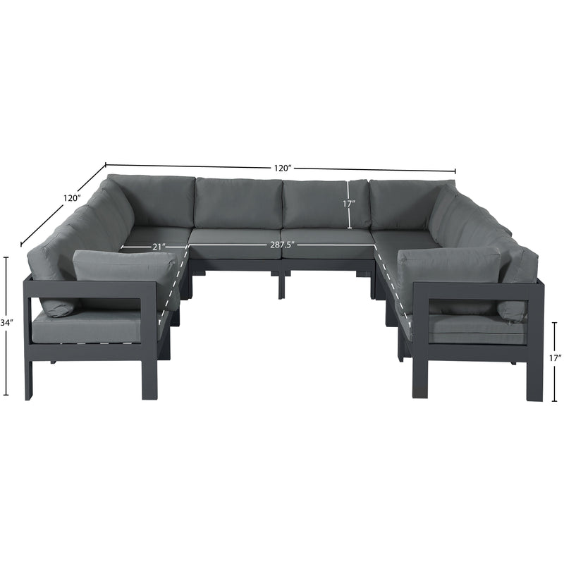 Meridian Nizuc Grey Water Resistant Fabric Outdoor Patio Modular Sectional IMAGE 7