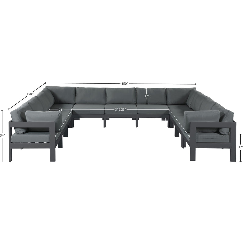 Meridian Nizuc Grey Water Resistant Fabric Outdoor Patio Modular Sectional IMAGE 7