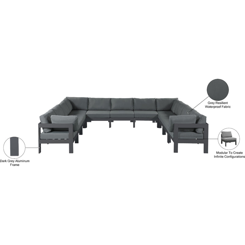 Meridian Nizuc Grey Water Resistant Fabric Outdoor Patio Modular Sectional IMAGE 8