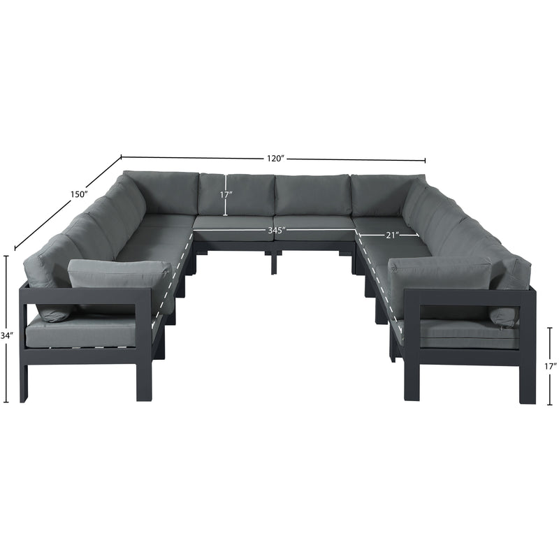 Meridian Nizuc Grey Water Resistant Fabric Outdoor Patio Modular Sectional IMAGE 7