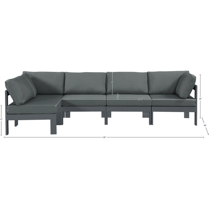 Meridian Nizuc Grey Water Resistant Fabric Outdoor Patio Modular Sectional IMAGE 11