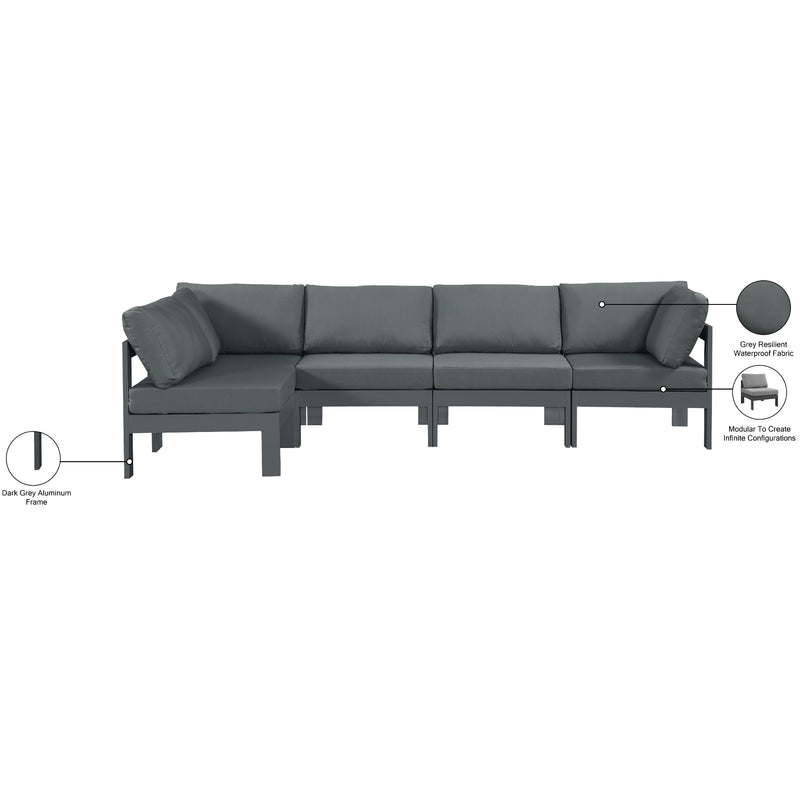 Meridian Nizuc Grey Water Resistant Fabric Outdoor Patio Modular Sectional IMAGE 12
