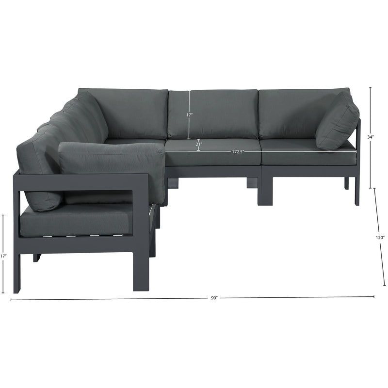 Meridian Nizuc Grey Water Resistant Fabric Outdoor Patio Modular Sectional IMAGE 7