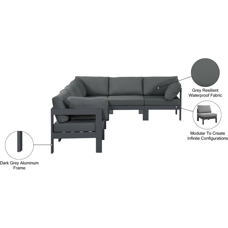 Meridian Nizuc Grey Water Resistant Fabric Outdoor Patio Modular Sectional IMAGE 8