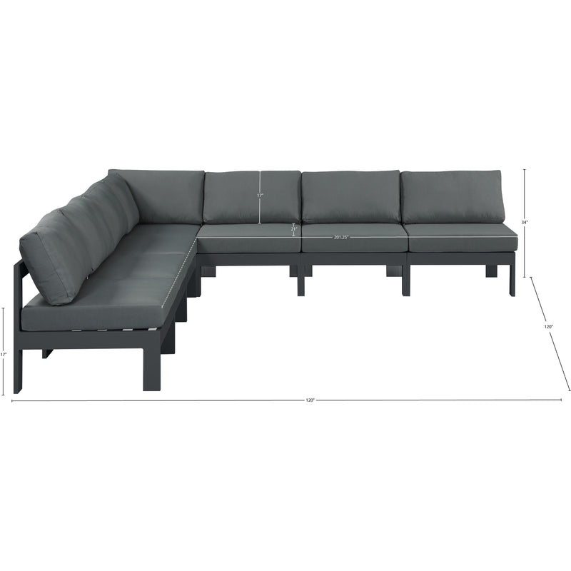 Meridian Nizuc Grey Water Resistant Fabric Outdoor Patio Modular Sectional IMAGE 7