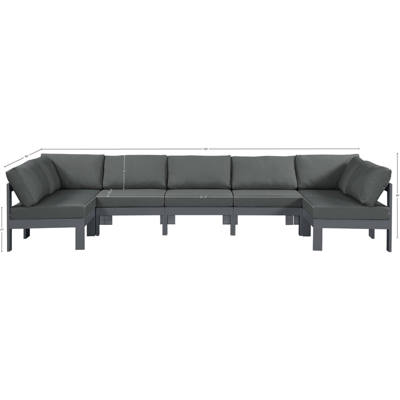 Meridian Nizuc Grey Water Resistant Fabric Outdoor Patio Modular Sectional IMAGE 7