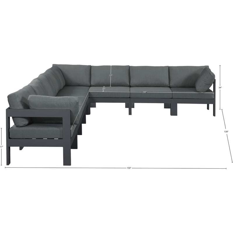 Meridian Nizuc Grey Water Resistant Fabric Outdoor Patio Modular Sectional IMAGE 7