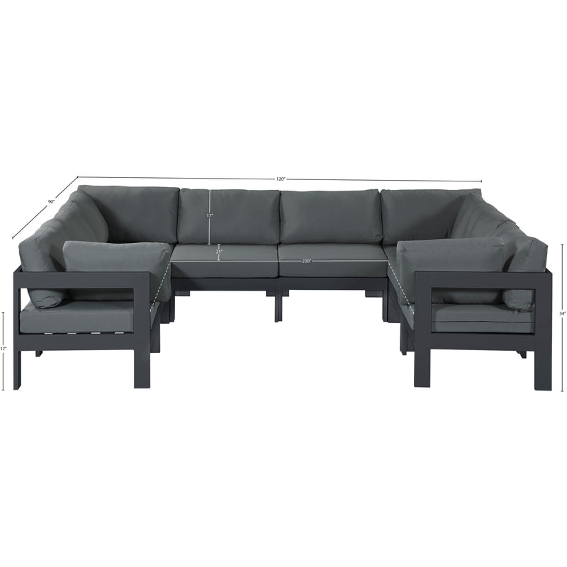 Meridian Nizuc Grey Water Resistant Fabric Outdoor Patio Modular Sectional IMAGE 7
