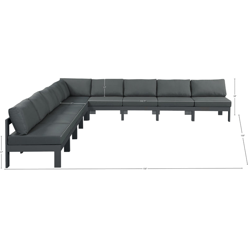 Meridian Nizuc Grey Water Resistant Fabric Outdoor Patio Modular Sectional IMAGE 7