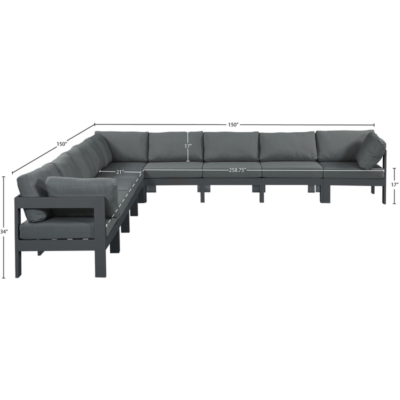 Meridian Nizuc Grey Water Resistant Fabric Outdoor Patio Modular Sectional IMAGE 7