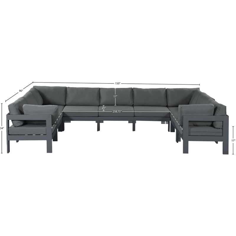 Meridian Nizuc Grey Water Resistant Fabric Outdoor Patio Modular Sectional IMAGE 7