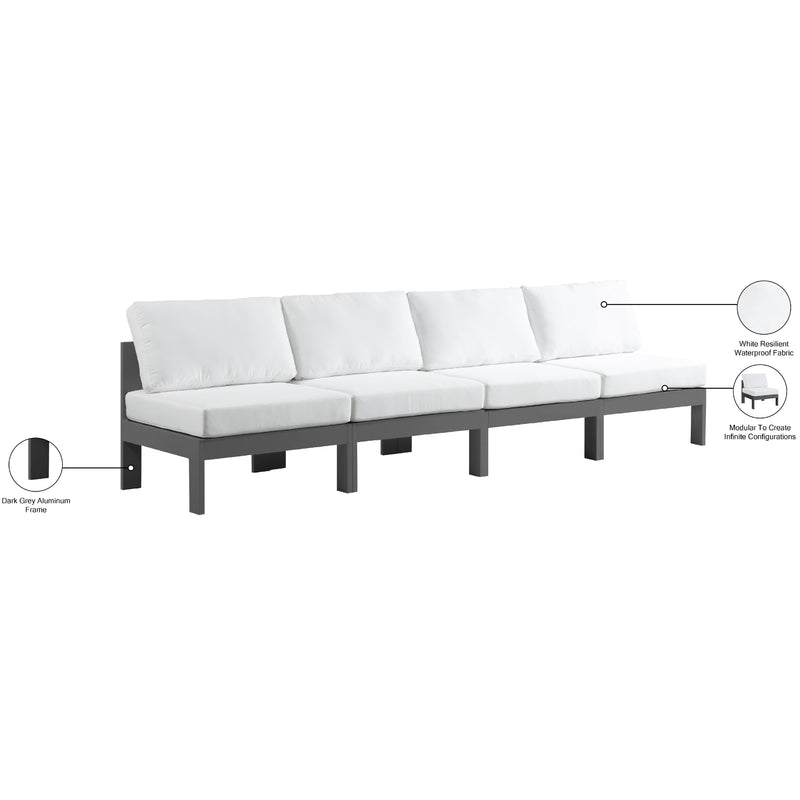 Meridian Nizuc White Water Resistant Fabric Outdoor Patio Modular Sofa IMAGE 9