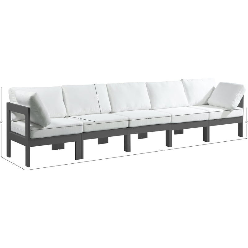 Meridian Nizuc White Water Resistant Fabric Outdoor Patio Modular Sofa IMAGE 8