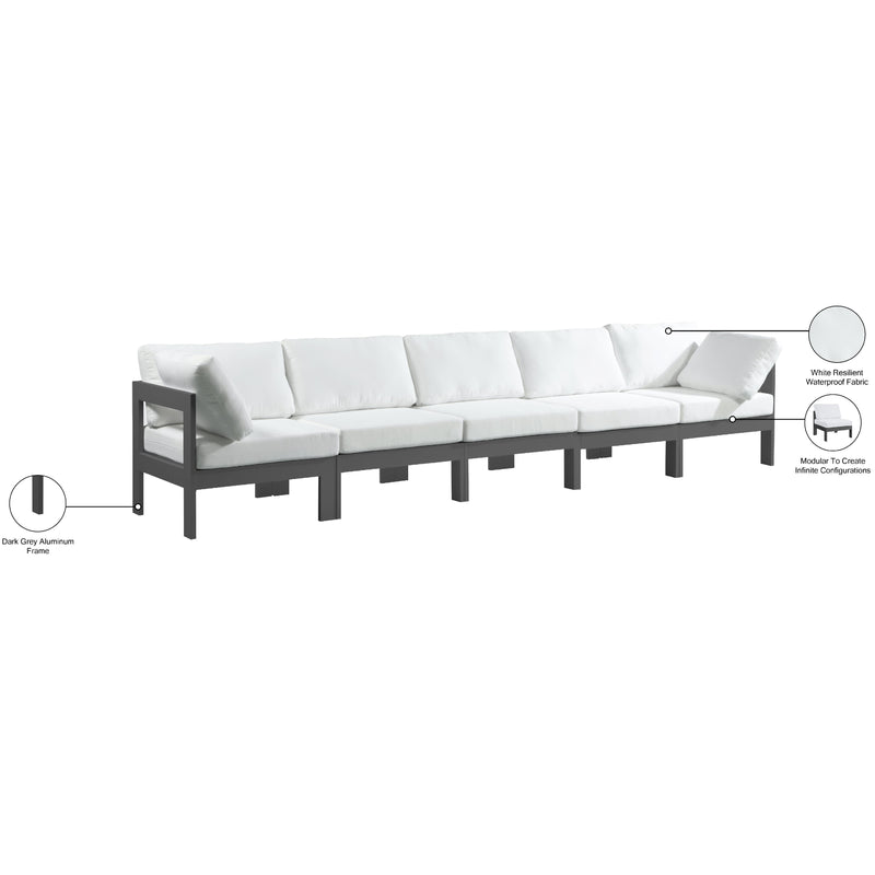 Meridian Nizuc White Water Resistant Fabric Outdoor Patio Modular Sofa IMAGE 9