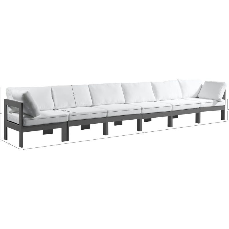 Meridian Nizuc White Water Resistant Fabric Outdoor Patio Modular Sofa IMAGE 8