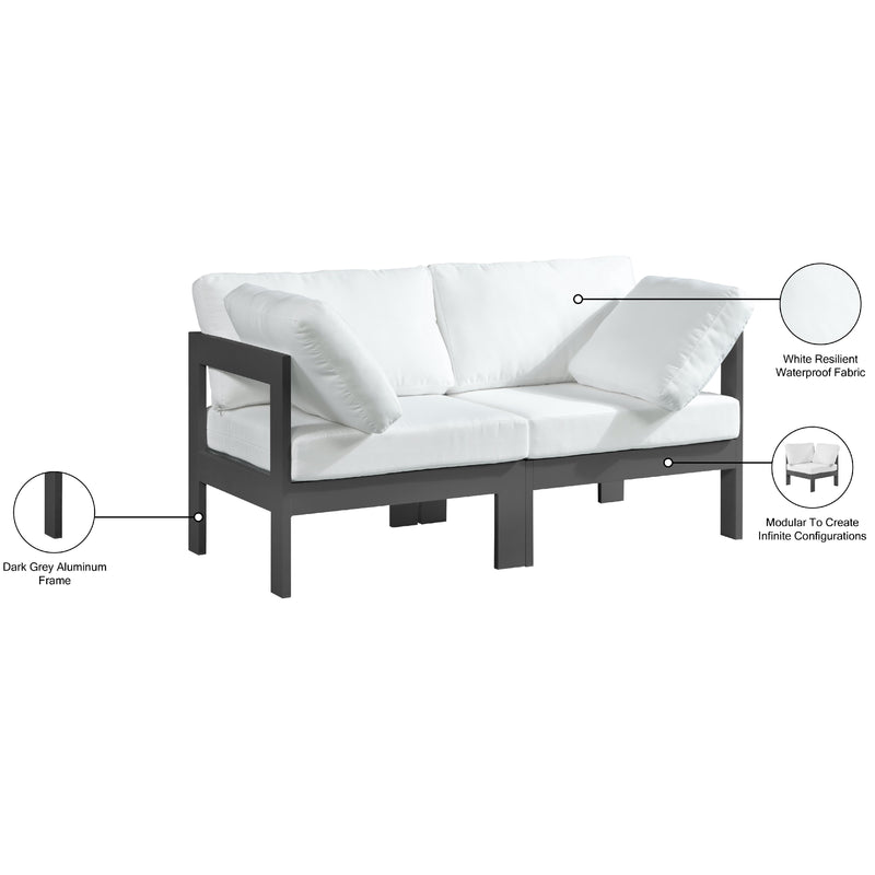 Meridian Nizuc White Water Resistant Fabric Outdoor Patio Modular Sofa IMAGE 9