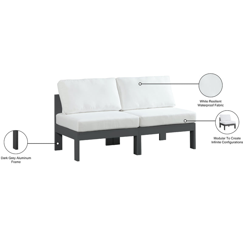 Meridian Nizuc White Water Resistant Fabric Outdoor Patio Modular Sofa IMAGE 9