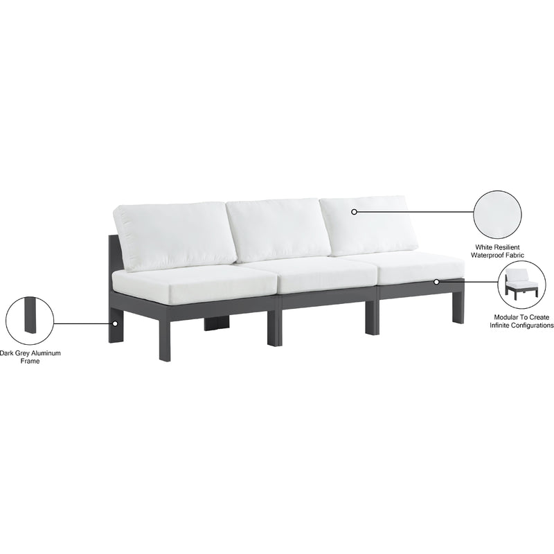 Meridian Nizuc White Water Resistant Fabric Outdoor Patio Modular Sofa IMAGE 9