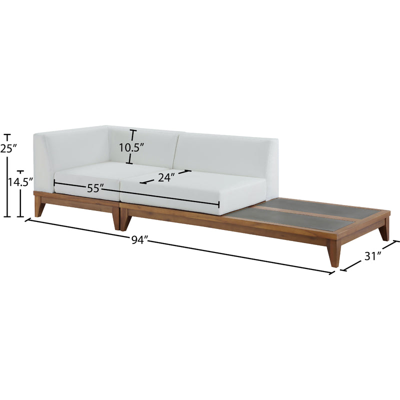 Meridian Rio Off White Water Resistant Fabric Outdoor Patio Modular Sofa IMAGE 3