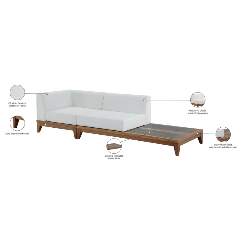 Meridian Rio Off White Water Resistant Fabric Outdoor Patio Modular Sofa IMAGE 4