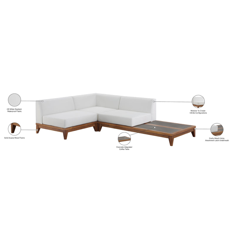Meridian Rio Off White Water Resistant Fabric Outdoor Patio Modular Sectional IMAGE 4