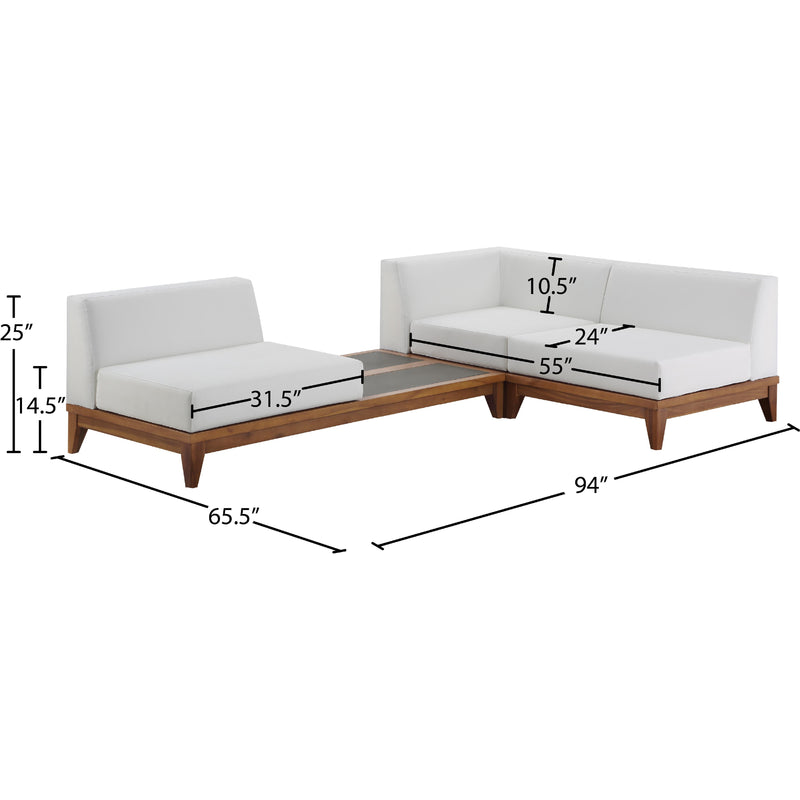 Meridian Rio Off White Water Resistant Fabric Outdoor Patio Modular Sectional IMAGE 3