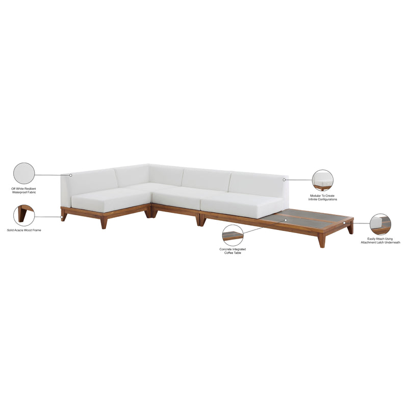 Meridian Rio Off White Water Resistant Fabric Outdoor Patio Modular Sectional IMAGE 4