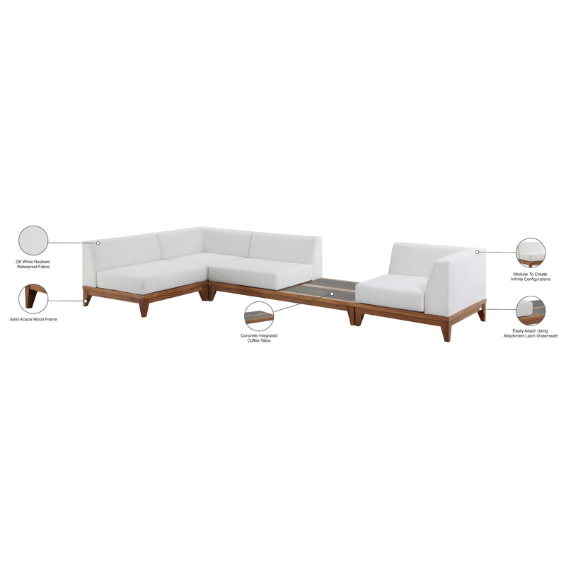 Meridian Rio Off White Water Resistant Fabric Outdoor Patio Modular Sectional IMAGE 4