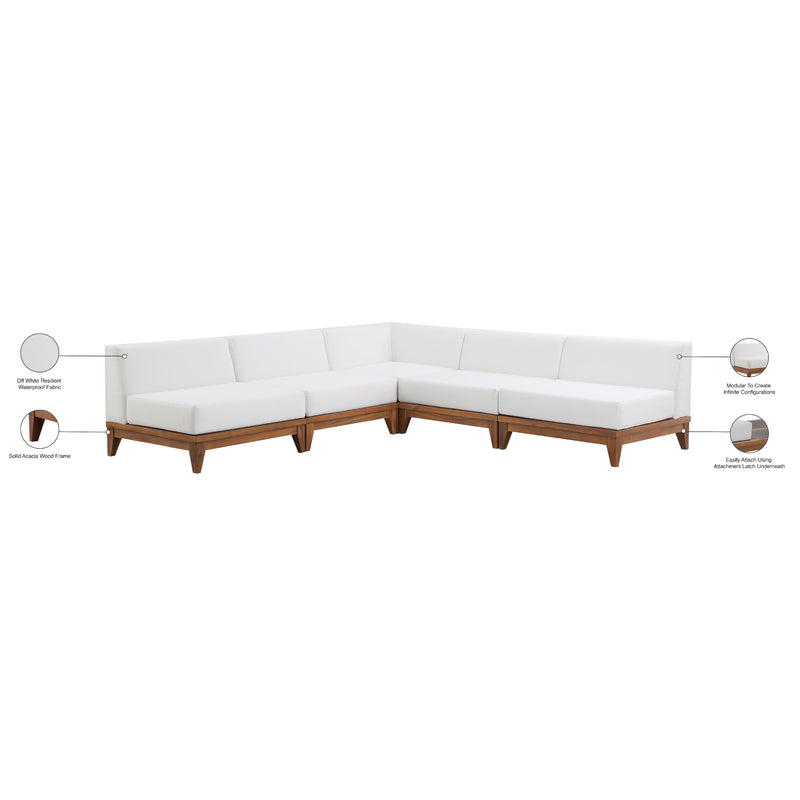 Meridian Rio Off White Water Resistant Fabric Outdoor Patio Modular Sectional IMAGE 4
