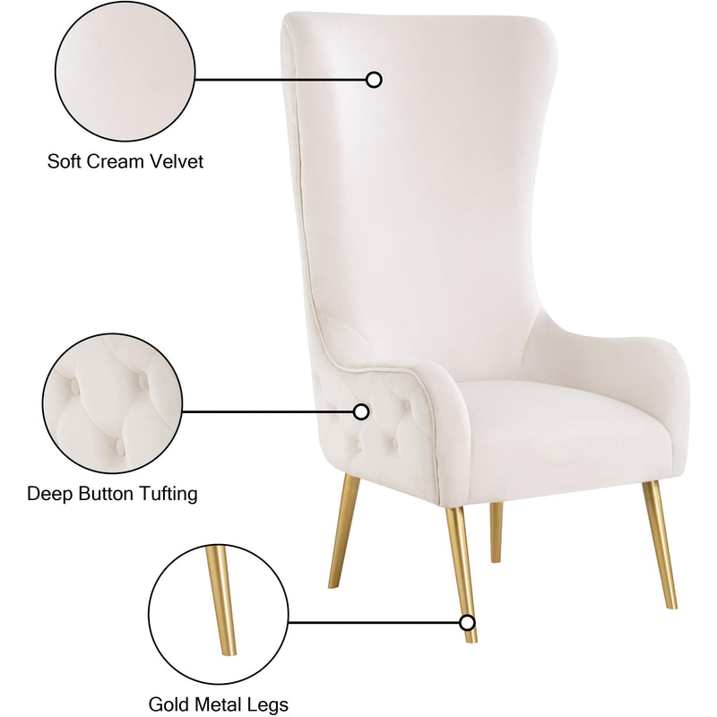 Meridian Alexander Cream Velvet Accent Chair IMAGE 8