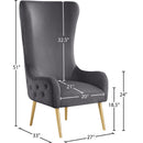 Meridian Alexander Grey Velvet Accent Chair IMAGE 7