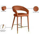 Meridian Destiny Cognac Velvet Stool IMAGE 8