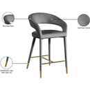 Meridian Destiny Grey Velvet Stool IMAGE 8